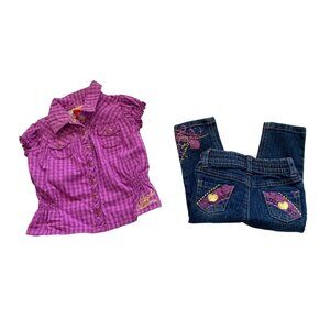 Vintage Apple Bottom Jeans Girls Infant Baby 3 6 months 2 piece Set Jeans purple